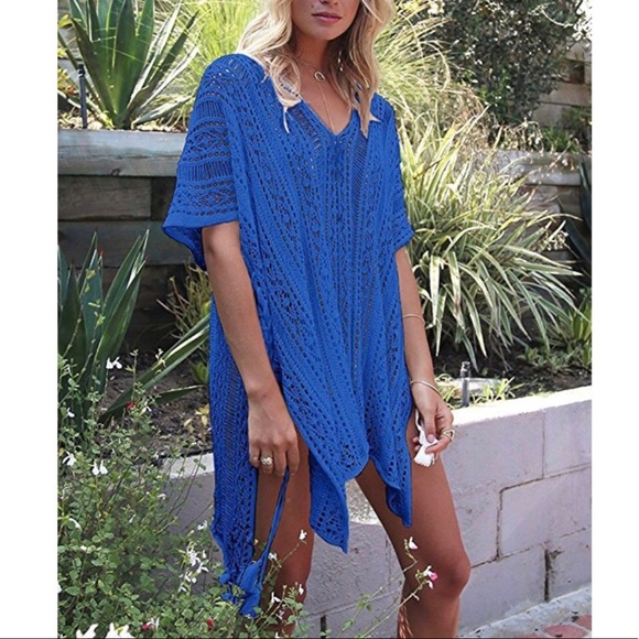 Crochet Bikini Cover Up Blue - Picture 3 of 5